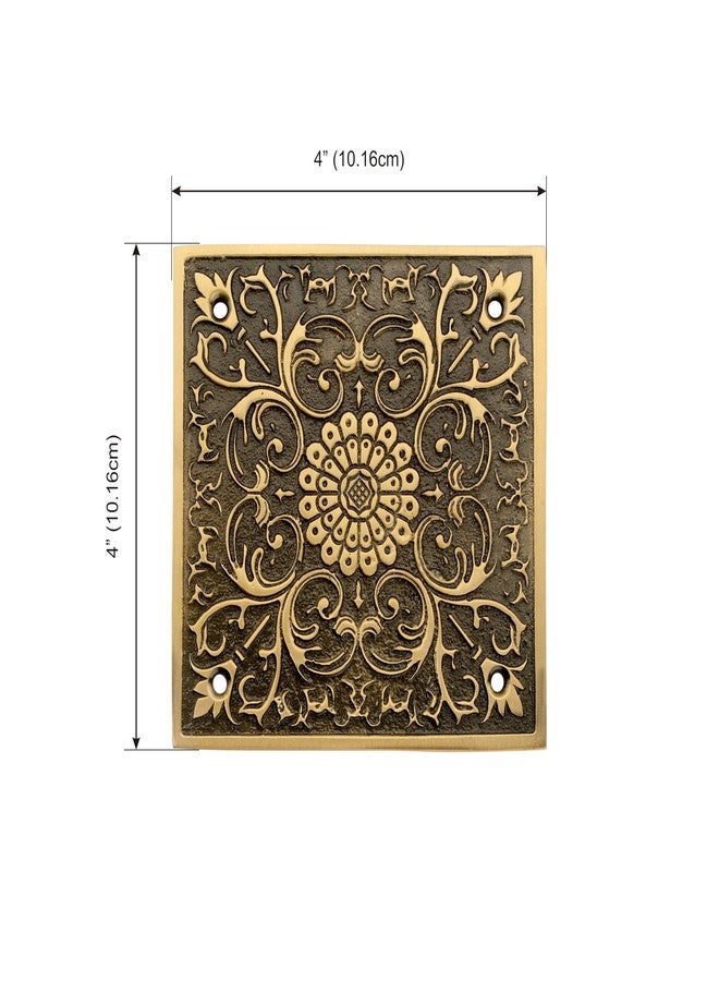DEVDECOR, Brass Decorative Door Plate - 4 inch Traditional Floral Design Door Accessory for Main Door, Home Entrance & Temple Décor - Image 4